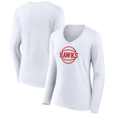Atlanta Hawks Women's Alternate Logo V-Neck Long Sleeve T-Shirt White