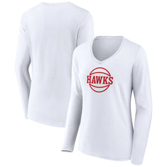 Atlanta Hawks Women's Alternate Logo V-Neck Long Sleeve T-Shirt White