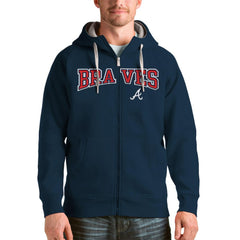 Atlanta Braves Antigua Team Logo Victory Full-Zip Hoodie - Navy - MLB Sale