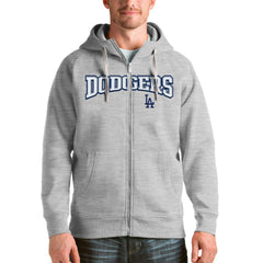 Los Angeles Dodgers Antigua Team Logo Victory Full-Zip Hoodie - Heather Gray - MLB Discount