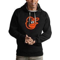 Baltimore Orioles Antigua Victory Pullover Team Logo Hoodie - Black - MLB Lifestyle