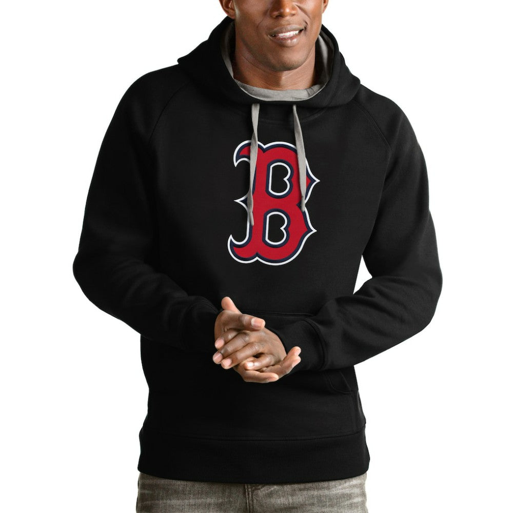 Boston Red Sox Antigua Victory Pullover Team Logo Hoodie - Black - MLB Lifestyle