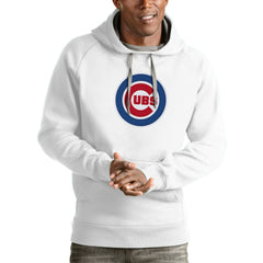 Chicago Cubs Antigua Victory Pullover Team Logo Hoodie - White - MLB Sale