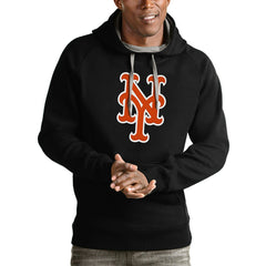 New York Mets Antigua Victory Pullover Team Logo Hoodie - Black - MLB on Sale