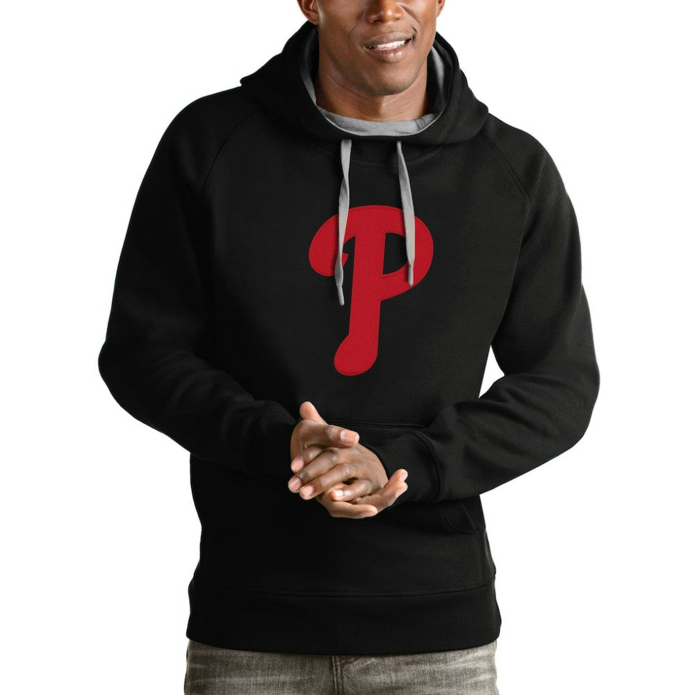 Philadelphia Phillies Antigua Victory Pullover Team Logo Hoodie - Black - MLB Discount