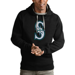 Seattle Mariners Antigua Victory Pullover Team Logo Hoodie - Black - MLB Sale