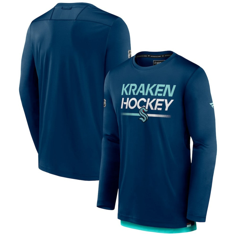 Seattle Kraken Fanatics Authentic Pro Long Sleeve T-Shirt - Deep Sea Blue - NHL 5100451