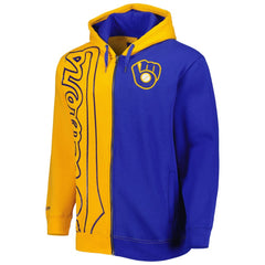 Milwaukee Brewers Mitchell & Ness Fleece Full-Zip Hoodie - Gold/Royal - Mitchell & Ness Discount