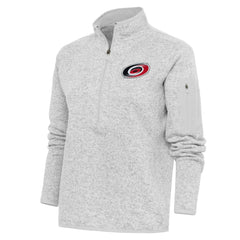 Carolina Hurricanes Antigua Women's Team Logo Fortune Quarter-Zip Jacket - Heather Gray - NHL 5104403
