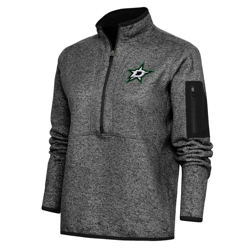 Dallas Stars Antigua Women's Team Logo Fortune Quarter-Zip Jacket - Heather Black - NHL 5104417