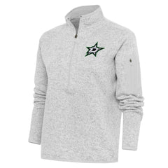 Dallas Stars Antigua Women's Team Logo Fortune Quarter-Zip Jacket - Heather Gray - NHL 5104419