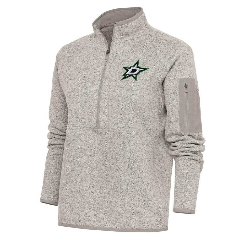 Dallas Stars Antigua Women's Team Logo Fortune Quarter-Zip Jacket - Oatmeal - NHL 5104420
