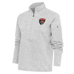 Florida Panthers Antigua Women's Team Logo Fortune Quarter-Zip Jacket - Heather Gray - NHL 5104430
