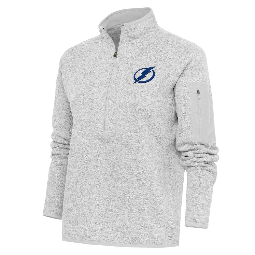 Tampa Bay Lightning Antigua Women's Team Logo Fortune Quarter-Zip Jacket - Heather Gray - NHL 5104485