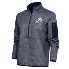Tampa Bay Lightning Antigua Women's Team Logo Fortune Quarter-Zip Jacket - Heather Navy - NHL 5104486