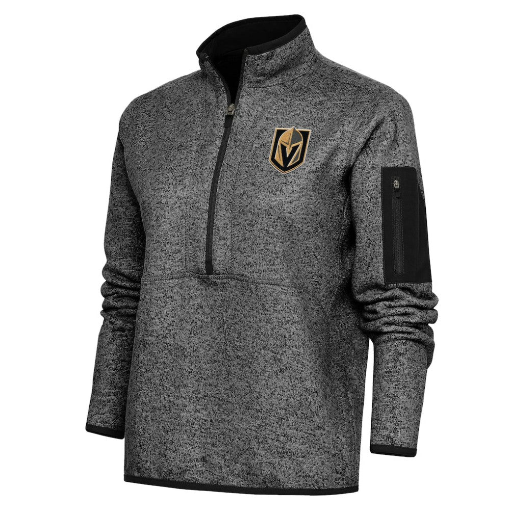 Vegas Golden Knights Antigua Women's Team Logo Fortune Quarter-Zip Jacket - Heather Black - NHL 5104496