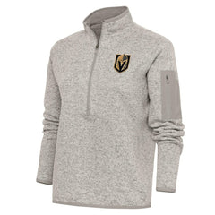 Vegas Golden Knights Antigua Women's Team Logo Fortune Quarter-Zip Jacket - Oatmeal - NHL 5104499