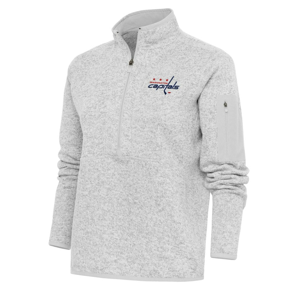 Washington Capitals Antigua Women's Team Logo Fortune Quarter-Zip Jacket - Heather Gray - NHL 5104501