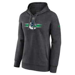 Vancouver Canucks Fanatics Women's Authentic Pro Core Secondary Fleece Pullover Hoodie - Heather Charcoal - NHL 5105122