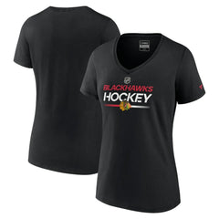 Chicago Blackhawks Fanatics Women's Authentic Pro V-Neck T-Shirt - Black - NHL 5105355