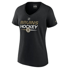 Boston Bruins Fanatics Women's Authentic Pro V-Neck T-Shirt - Black - NHL 5105363