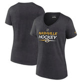 Nashville Predators Fanatics Women's Authentic Pro Primary V-Neck T-Shirt - Heather Charcoal - NHL 5105394