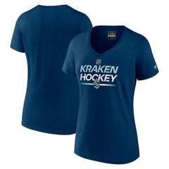 Seattle Kraken Fanatics Women's Authentic Pro V-Neck T-Shirt - Deep Sea Blue - NHL 5105420