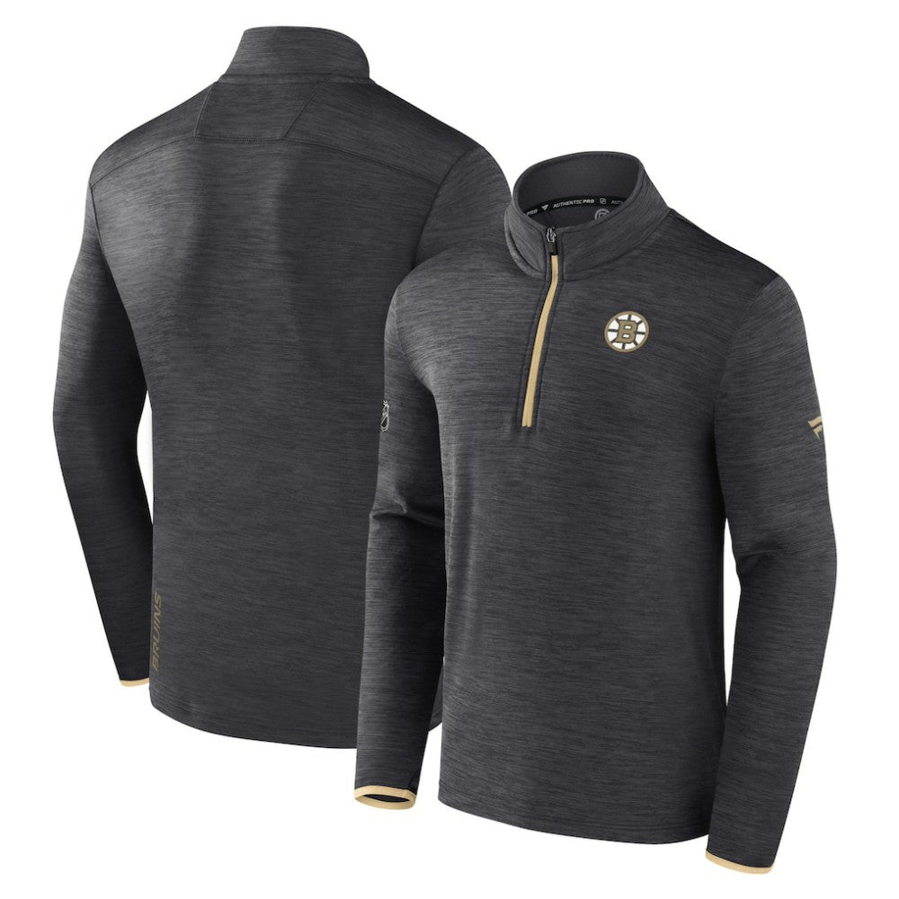 Boston Bruins Fanatics Authentic Pro Quarter-Zip Pullover Top - Heather Charcoal - NHL 5105859