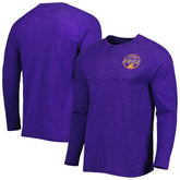 Phoenix Suns Concepts Sport Left Chest Henley Raglan Long Sleeve Top Heathered Purple