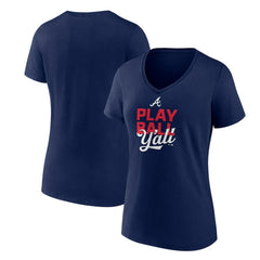 Atlanta Braves Women's Play Ball V-Neck T-Shirt - Navy - MLB Online