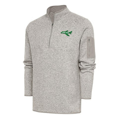 New York Jets Antigua Throwback Fortune Quarter-Zip Pullover Jacket Oatmeal