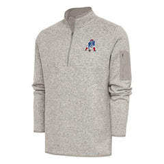 New England Patriots Antigua Throwback Fortune Quarter-Zip Pullover Jacket Oatmeal