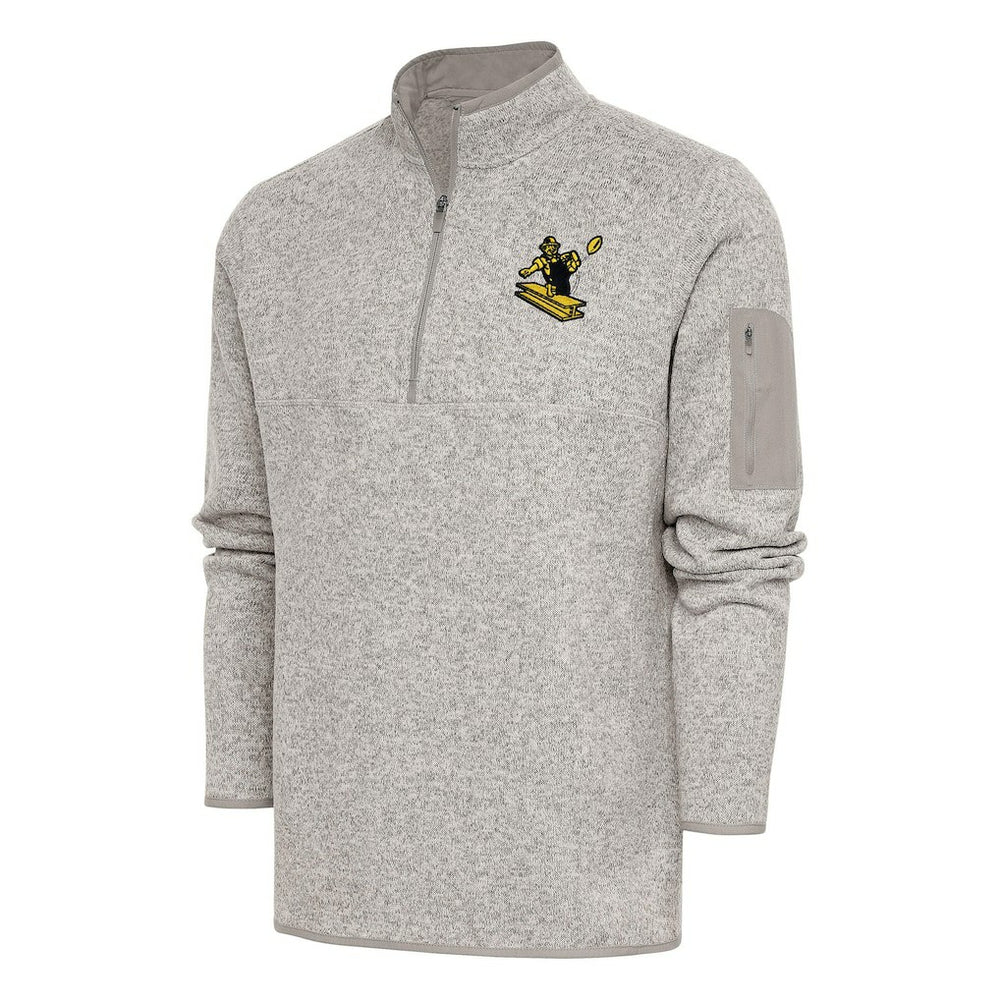 Pittsburgh Steelers Antigua Throwback Fortune Quarter-Zip Pullover Jacket Oatmeal