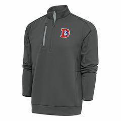 Denver Broncos Antigua Team Logo Throwback Generation Quarter-Zip Pullover Top Charcoal