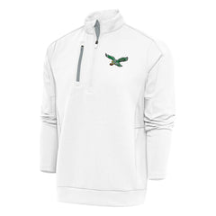 Philadelphia Eagles Antigua Team Logo Throwback Generation Quarter-Zip Pullover Top White