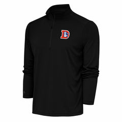 Denver Broncos Antigua Team Logo Throwback Tribute Quarter-Zip Pullover Top Black