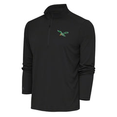 Philadelphia Eagles Antigua Team Logo Throwback Tribute Quarter-Zip Pullover Top Charcoal