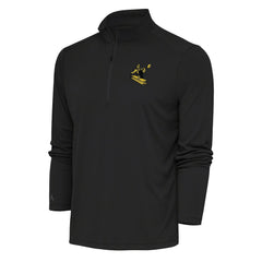Pittsburgh Steelers Antigua Team Logo Throwback Tribute Quarter-Zip Pullover Top Charcoal