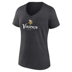 Minnesota Vikings Women's Logo Team Lockup V-Neck T-Shirt Charcoal