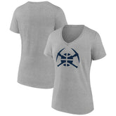 Denver Nuggets Women's Alternate Logo V-Neck T-Shirt Heather Gray