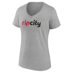 Portland Trail Blazers Women's Alternate Logo V-Neck T-Shirt Heather Gray
