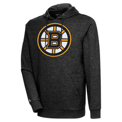 Boston Bruins Antigua Logo Action Chenille Pullover Hoodie - Heather Black - NHL 5125717