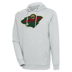 Minnesota Wild Antigua Logo Action Chenille Pullover Hoodie - Heather Gray - NHL 5125804