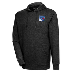 New York Rangers Antigua Action Chenille Pullover Hoodie - Heather Black - NHL 5125848