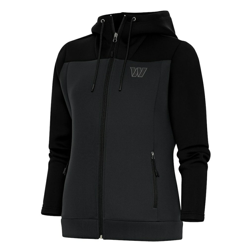 Washington Commanders Antigua Women's Tonal Logo Protect Full-Zip Hoodie Jacket Black/Charcoal