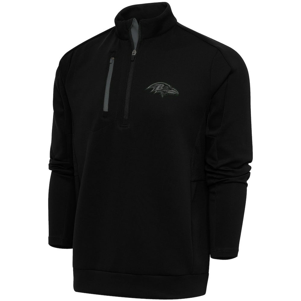 Baltimore Ravens Antigua Tonal Logo Generation Quarter-Zip Pullover Top Black