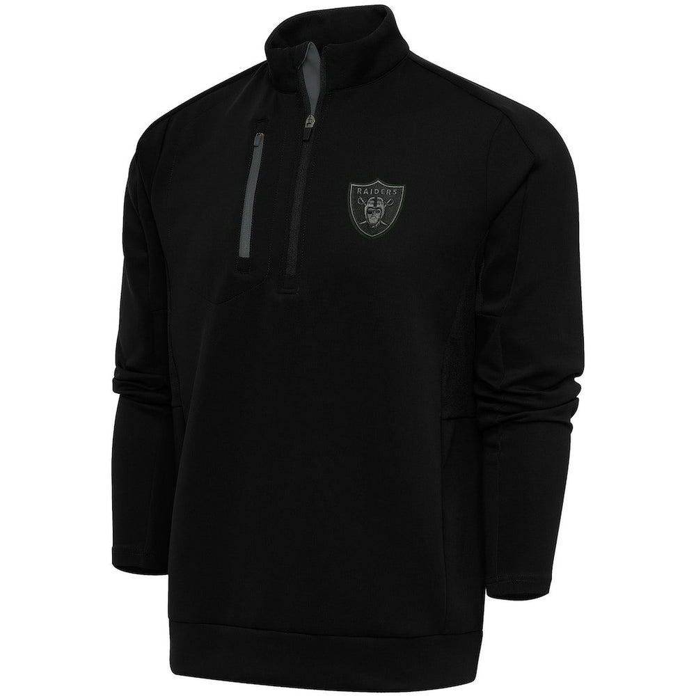Las Vegas Raiders Antigua Tonal Logo Generation Quarter-Zip Pullover Top Black