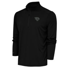 Jacksonville Jaguars Antigua Tonal Logo Tribute Quarter-Zip Pullover Top Black