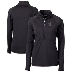 Atlanta Falcons Cutter & Buck Women's Throwback Logo Adapt Eco Knit Stretch Recycled Half-Zip Pullover Top Black
