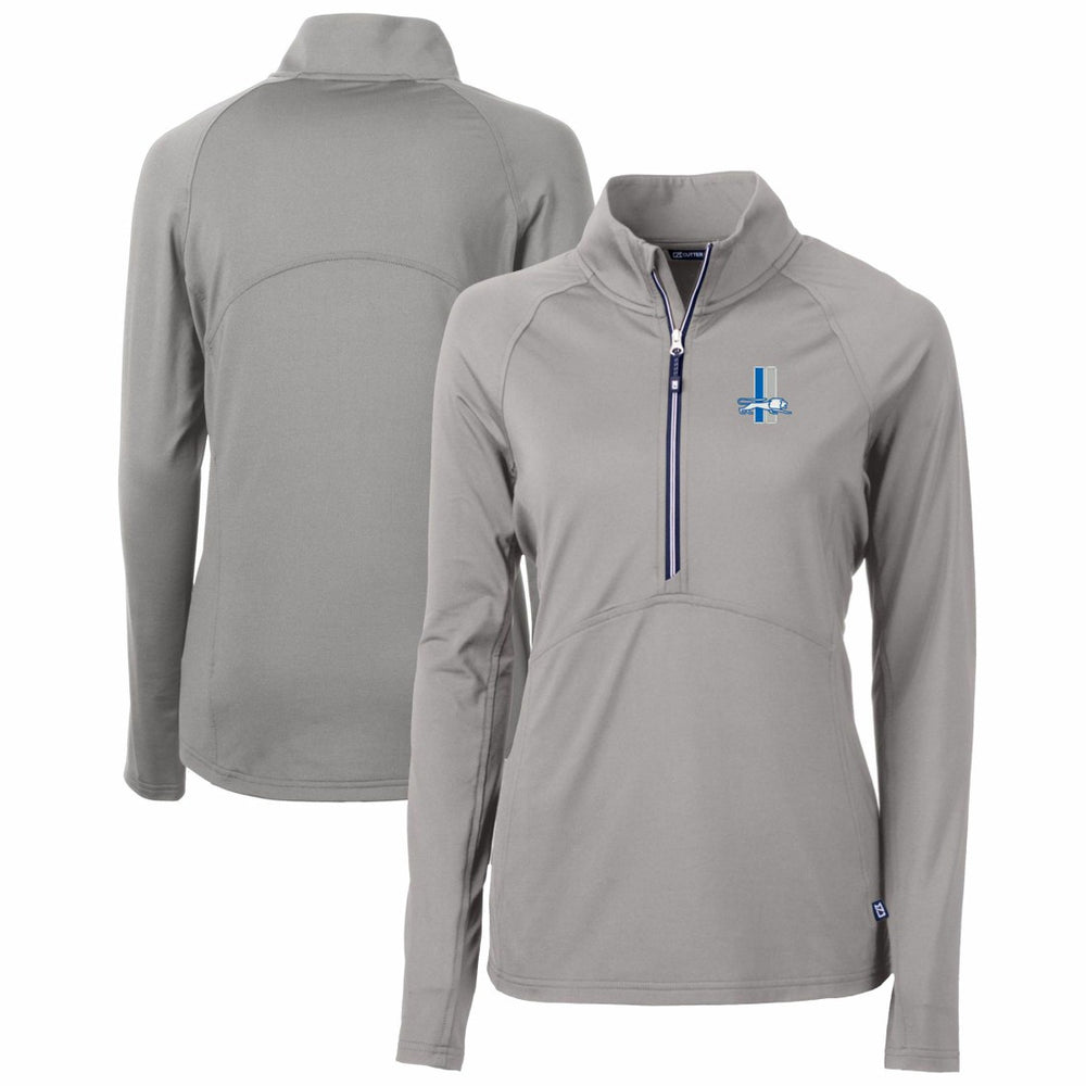 Detroit Lions Cutter & Buck Women's Throwback Logo Adapt Eco Knit Stretch Recycled Half-Zip Pullover Top Gray